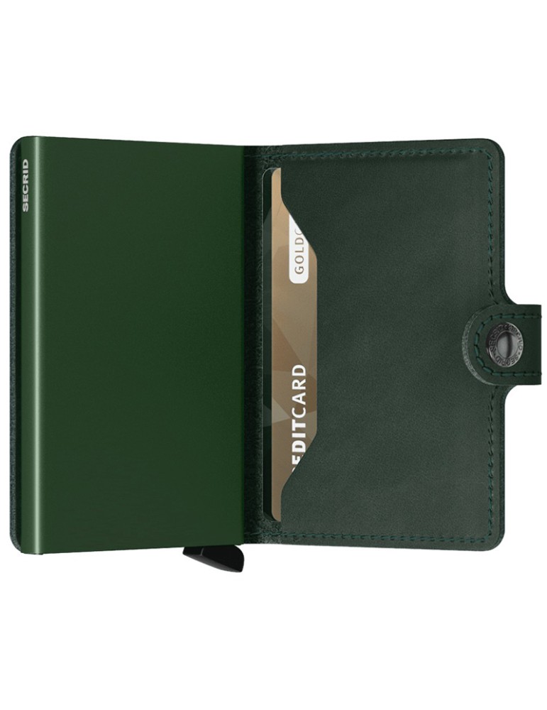 Secrid Wallet - Smooth Green Leather - Button and Key - 8718215286707