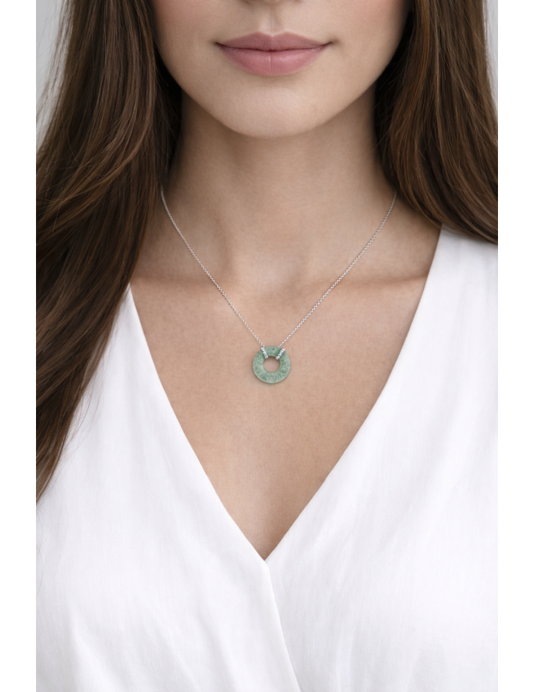 Pike Pendant - Green Jade and Natural Diamonds - 0