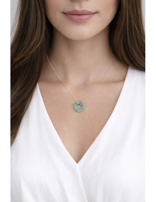 Pike Pendant - Green Jade and Natural Diamonds - 0