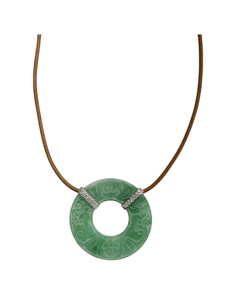 Ciondolo Picca - Giada Verde e Diamanti Naturali - 0