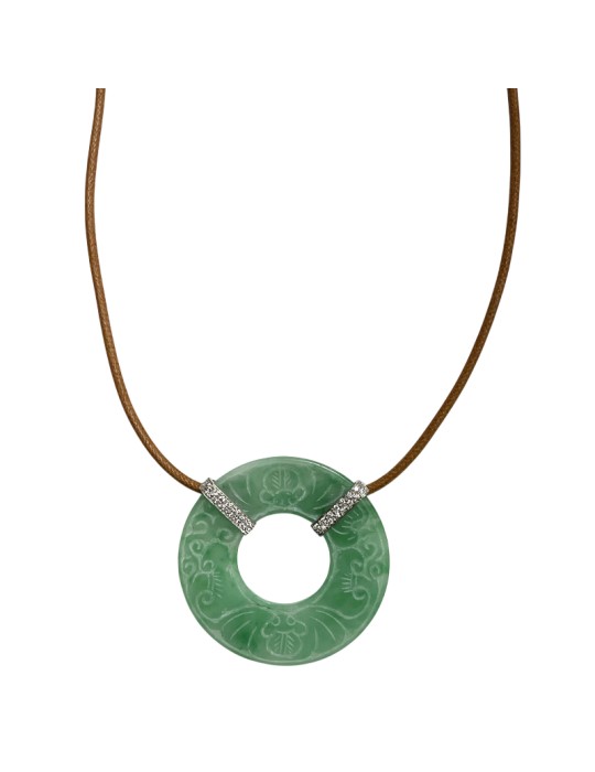 Ciondolo Picca - Giada Verde e Diamanti Naturali - 0