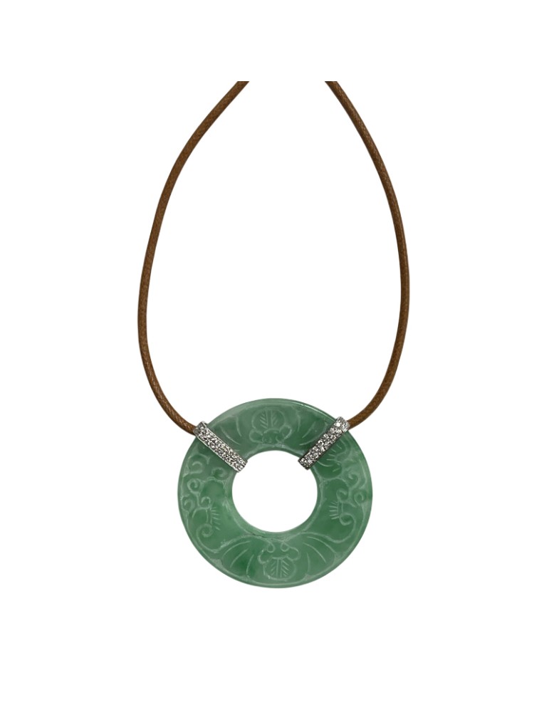 Ciondolo Picca - Giada Verde e Diamanti Naturali - 0