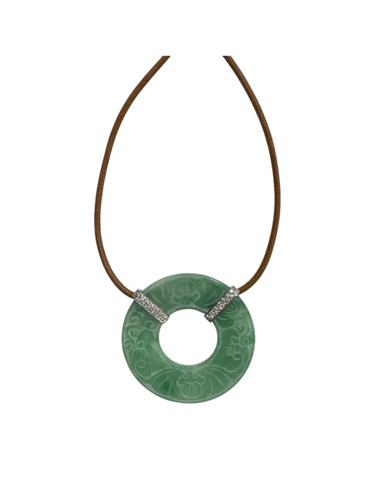 Ciondolo Picca - Giada Verde e Diamanti Naturali - 0