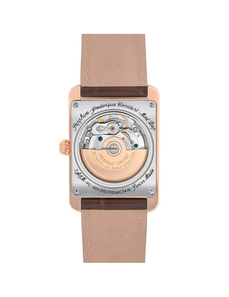 Orologio Frederique Constant - Classics Carrée Heart Beat Automatico 33mm Rosè con Movimento a Vista - 0