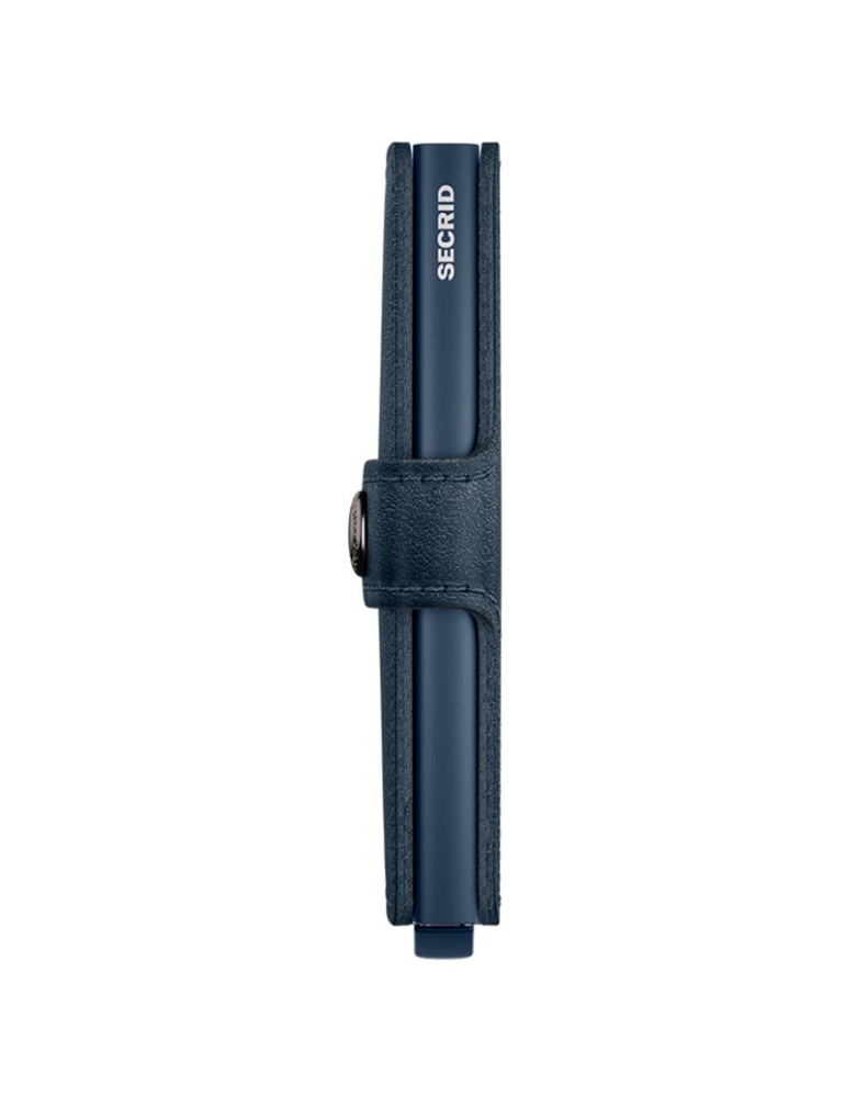Secrid Wallet - Original Miniwallet in Smooth Navy Blue Leather with Button and Button - 0