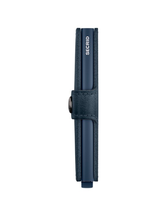 Secrid Wallet - Original Miniwallet in Smooth Navy Blue Leather with Button and Button - 0