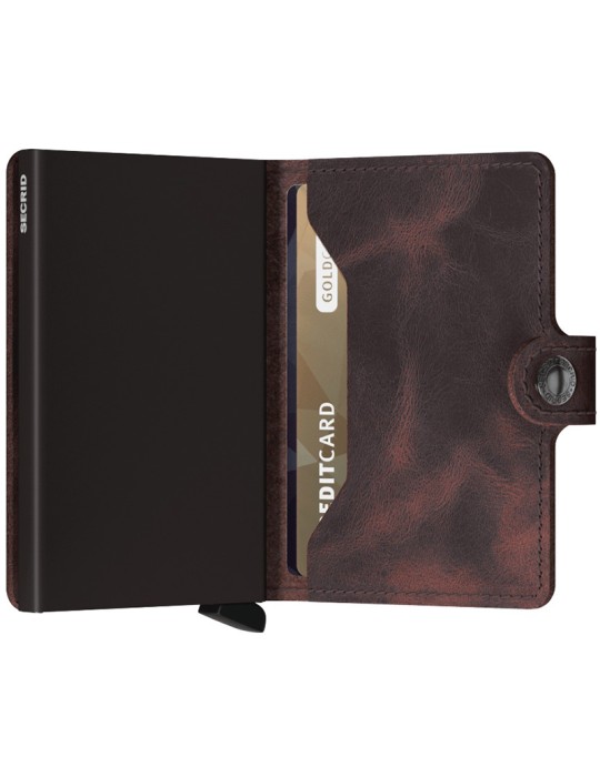 Secrid Wallet - Vintage - Chocolate Leather - Button-8718215281269