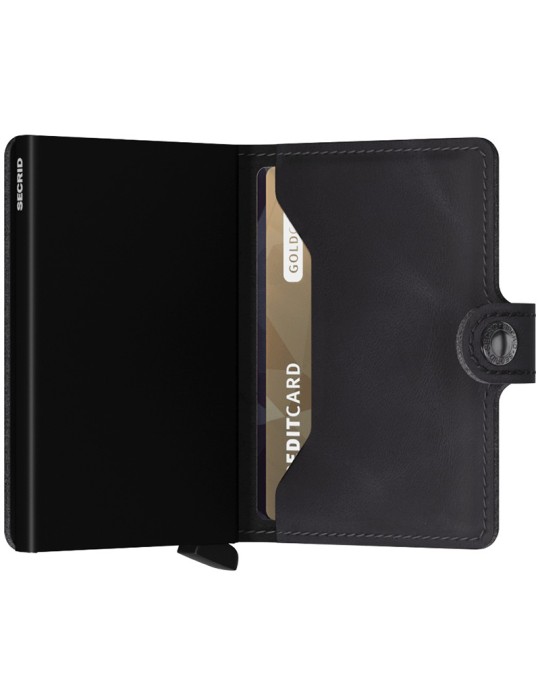 Secrid Wallet - Vintage - Black Leather - Button and Key - 8718215282020