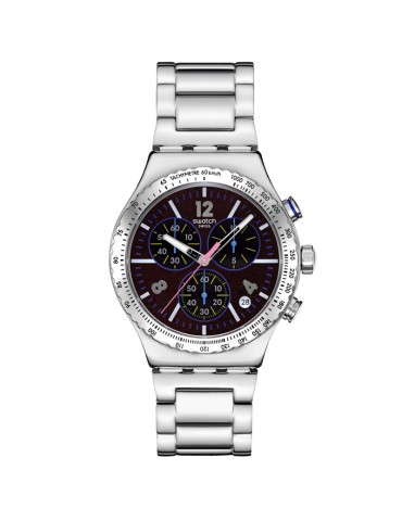 Orologio Swatch - Essentials Purple Glow Cronografo Silver 43mm Cangiante da Rosso scuro a Viola - 0