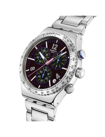 Orologio Swatch - Essentials Purple Glow Cronografo Silver 43mm Cangiante da Rosso scuro a Viola - 0 2