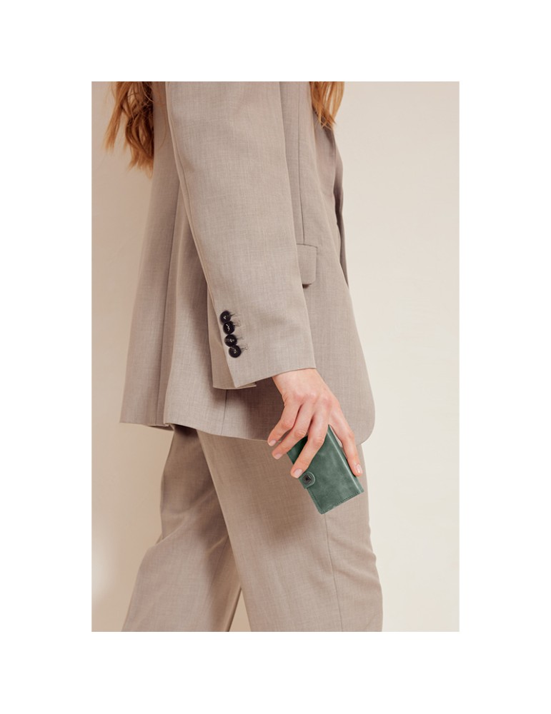 Secrid Wallet - Sage Green Leather - Button and Key - 8718215284574
