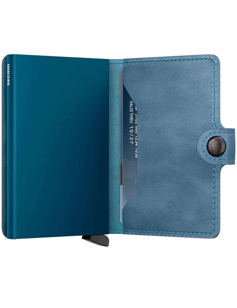 Secrid Wallet - Teal Blue Leather - Button and Key - 08721077500461