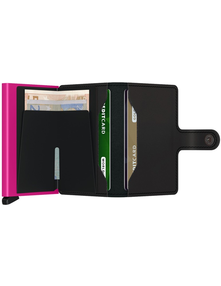 Portafoglio Secrid-Nero e Fuchsia Opaco-Bottone e Tasto-8718215284192