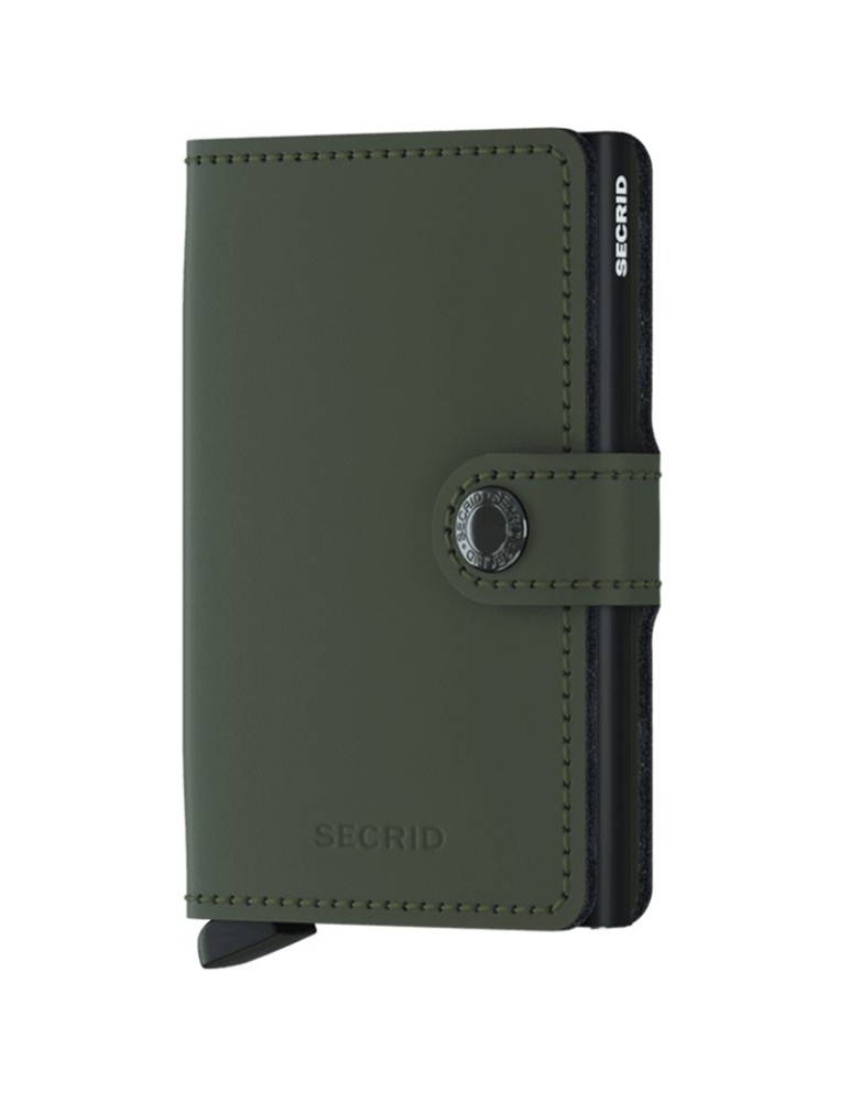 Secrid Miniwallet-Matte Verde Opaco-Nero-Bottone e Tasto-8718215285847