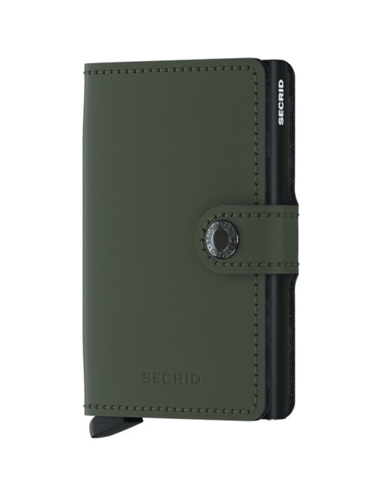 Secrid Miniwallet-Matte Verde Opaco-Nero-Bottone e Tasto-8718215285847