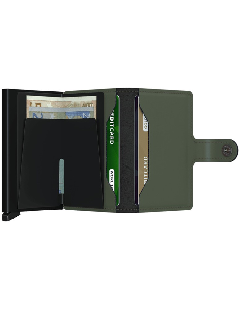 Secrid Miniwallet-Matte Verde Opaco-Nero-Bottone e Tasto-8718215285847