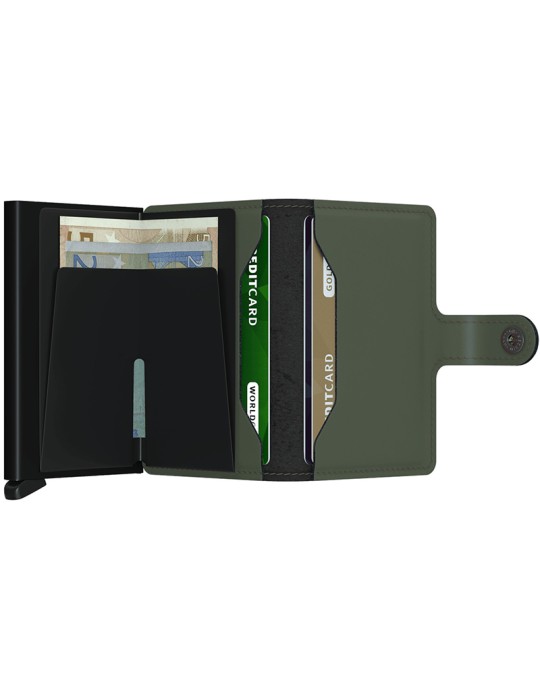 Secrid Miniwallet-Matte Verde Opaco-Nero-Bottone e Tasto-8718215285847