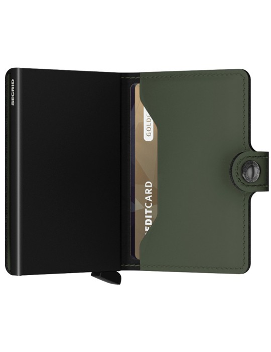 Secrid Miniwallet-Matte Verde Opaco-Nero-Bottone e Tasto-8718215285847