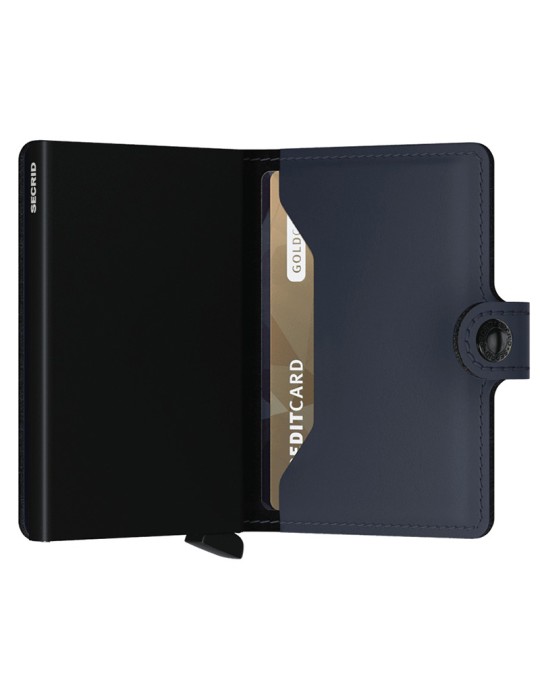 Secrid Miniwallet-Blu Notte Opaco-Nero-Bottone e Tasto-8718215287292