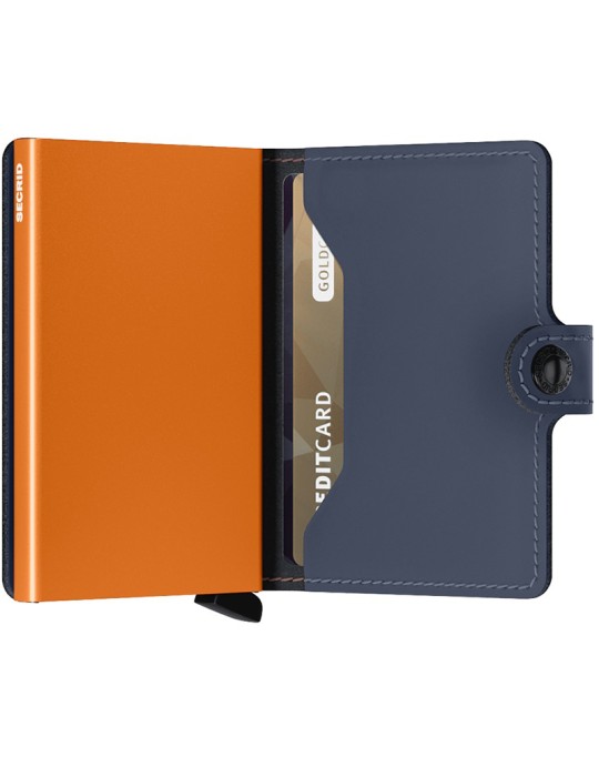 Secrid Miniwallet - Midnight Blue - Orange - Button and Key - 8718215289005