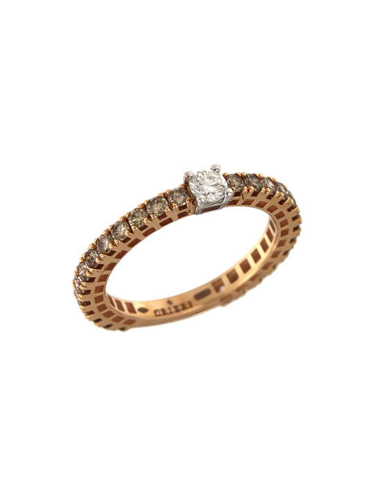 Crieri Eternelle Ring - Firmamento in 18K Rose Gold with White and Brown Diamonds - Size 14 - 0