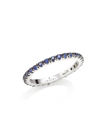 Anello Veretta Crieri - Aeterna in Oro Bianco 18 Carati con Zaffiri Blu 0,75 ct - 0