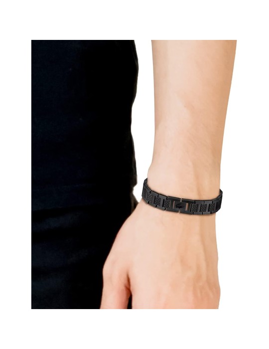 Lacoste Bracelet - Metropole - Black Steel - Crocodile - 2040119