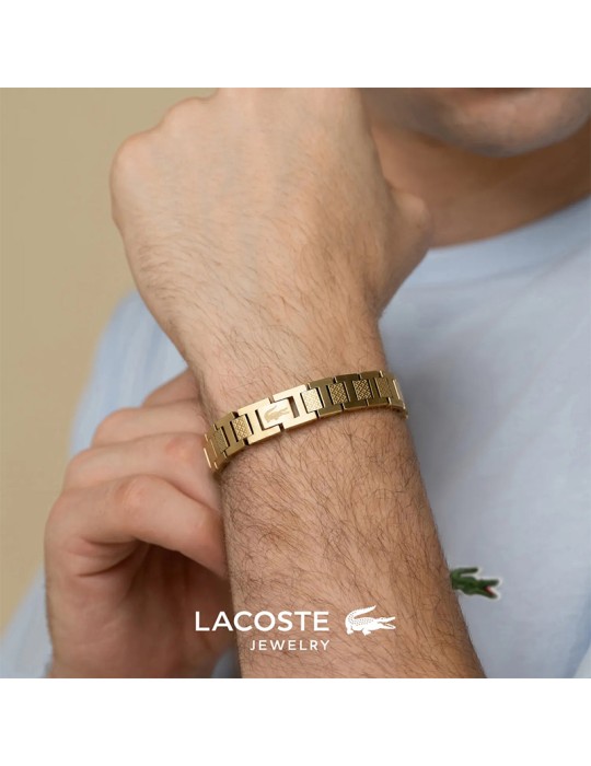 Bracciale Lacoste - Metropole - Maglie in Acciaio Dorato - Coccodrillo - 2040120