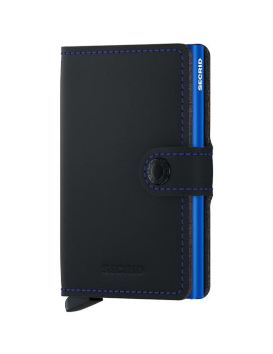 Secrid Miniwallet - Matte Black and Blue - Button and Key - 8718215289524