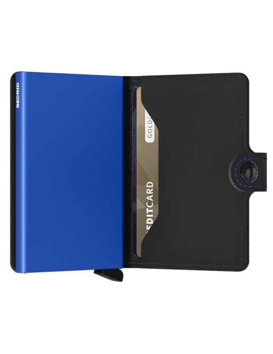 Secrid Miniwallet - Matte Black and Blue - Button and Key - 8718215289524