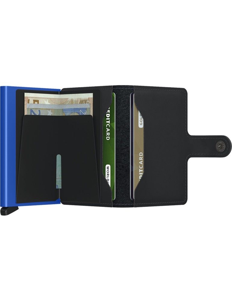 Secrid Miniwallet - Matte Black and Blue - Button and Key - 8718215289524