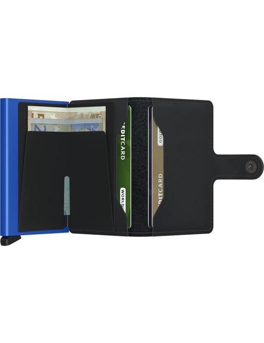 Secrid Miniwallet - Nero Opaco e Blu - Bottone e Tasto - 8718215289524