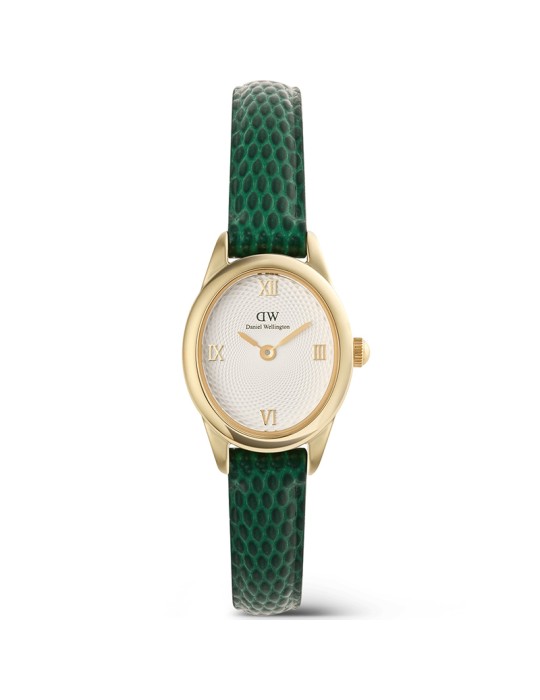 Daniel Wellington Women's Watch - Ophelia Mini Black 25.5mm Green Guillochè Gold - 0