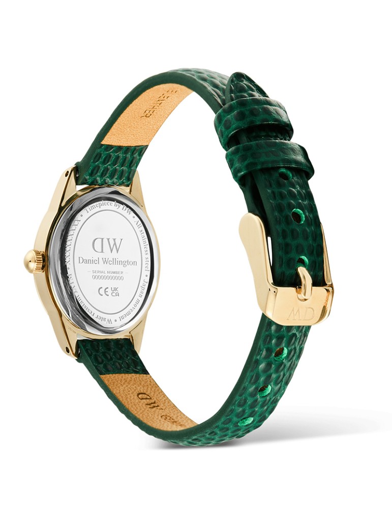 Daniel Wellington Women's Watch - Ophelia Mini Black 25.5mm Green Guillochè Gold - 0