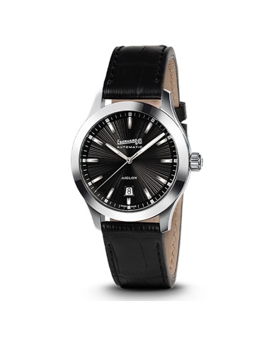 Eberhard & Co. Aquadate Grande Taille Automatic 41mm Black Leather Strap Watch - 0