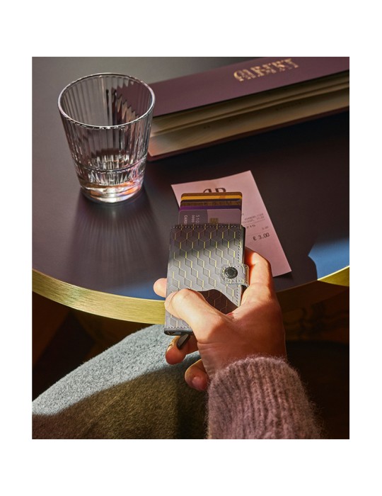 Secrid Wallet - Optical - Gray and Yellow - Button - 8721077501192