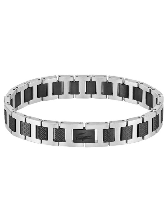 Lacoste Bracelet - Steel Links - Silver and Black - Petit Piquè - 2040418