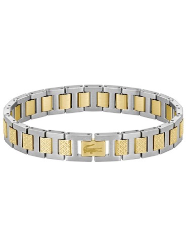 Lacoste Bracelet - Steel Links - Silver and Gold - Petit Piquè - 2040556