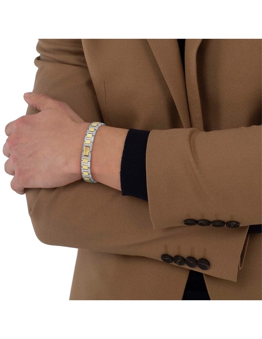 Bracciale Lacoste -Maglie in Acciaio-Silver e Gold-Petit Piquè-2040556