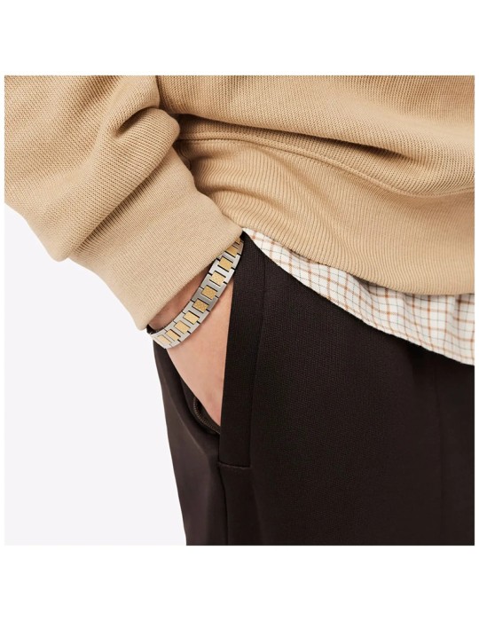 Bracciale Lacoste -Maglie in Acciaio-Silver e Gold-Petit Piquè-2040556