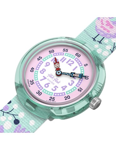 Orologio Flik Flak-Tweet Tweet-Turchese-32mm-con Uccellini-ZFBNP249 2