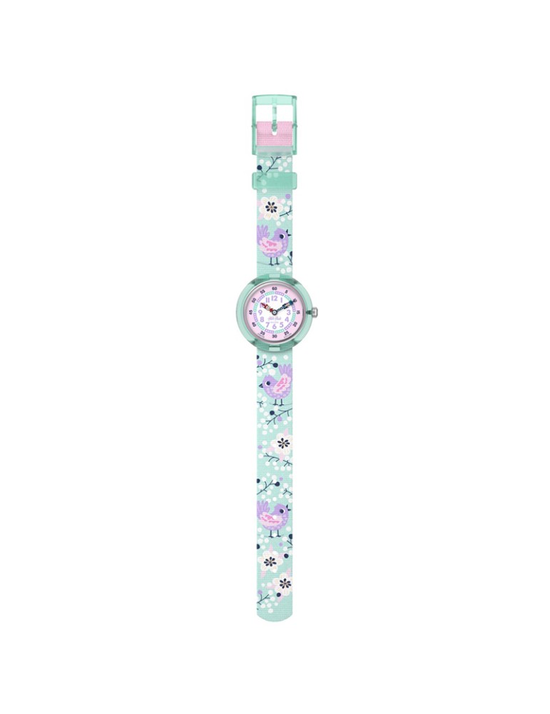 Flik Flak Watch-Tweet Tweet-Turquoise-32mm-with Birds-ZFBNP249
