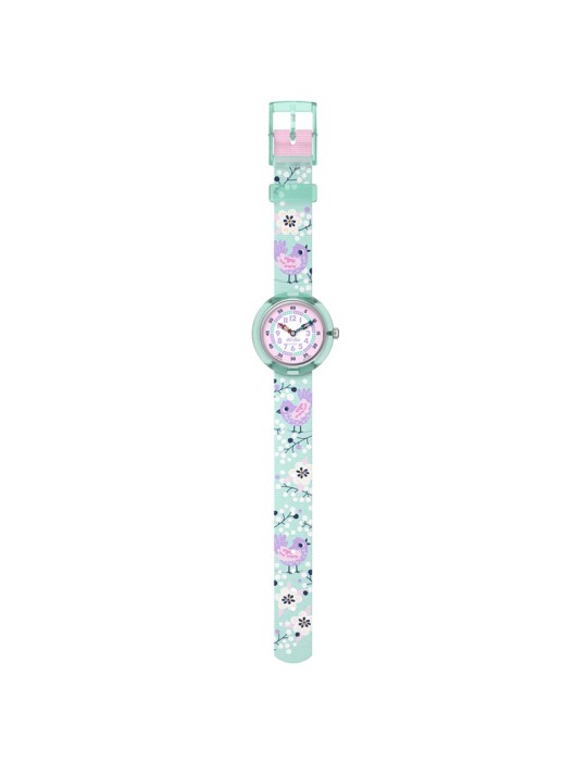 Orologio Flik Flak-Tweet Tweet-Turchese-32mm-con Uccellini-ZFBNP249