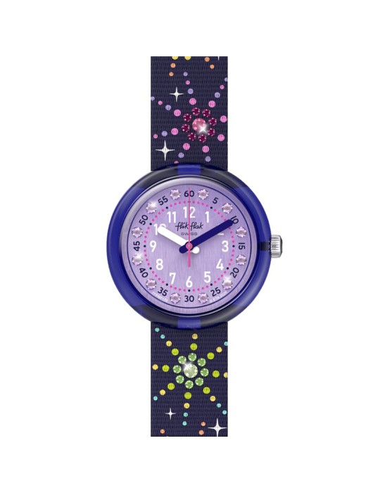 Orologio Flik Flak - Viola -32mm-Fuochi D'artificio-Cristalli-ZFPNP178