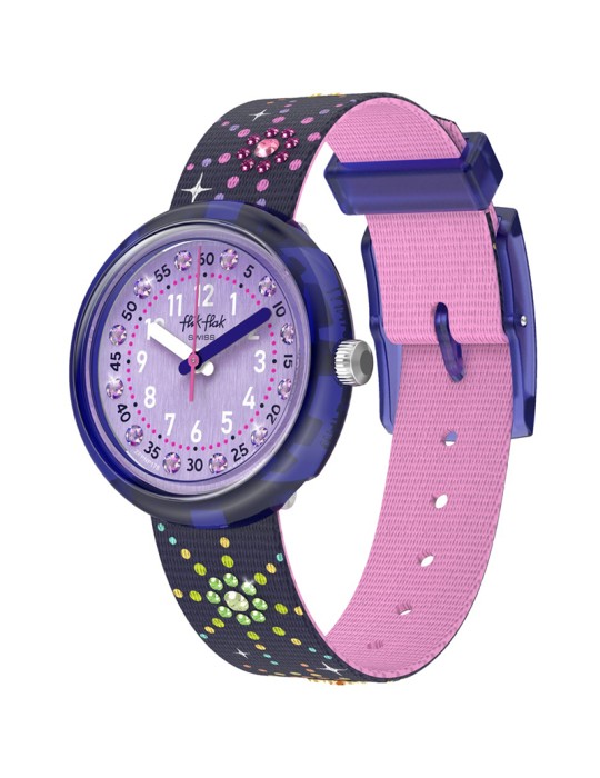 Orologio Flik Flak - Viola -32mm-Fuochi D'artificio-Cristalli-ZFPNP178