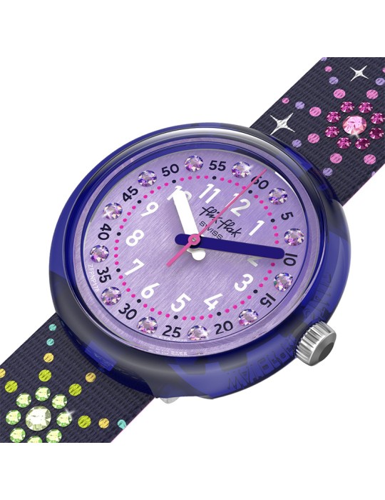 Flik Flak Watch - Purple -32mm-Fireworks-Crystals-ZFPNP178