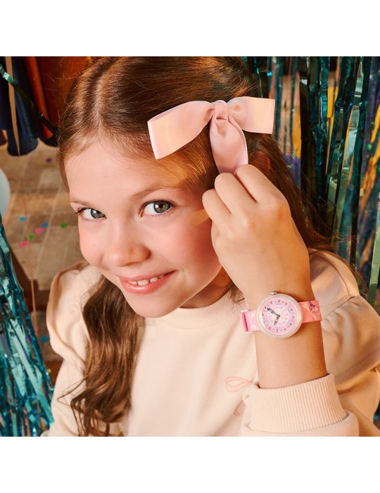 Flik Flak Watch - Pink - 32mm - Bows and Crystals - ZFBNP250