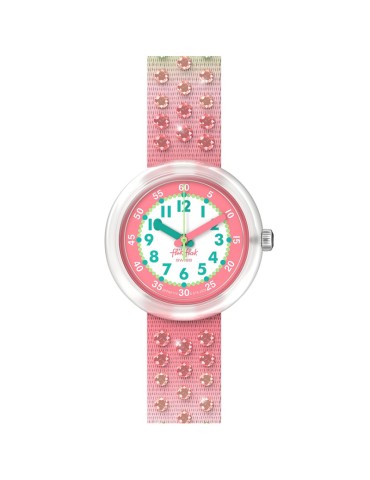 Orologio Flik Flak - 32mm - Verde e Rosa - Cristalli - ZFPNP179