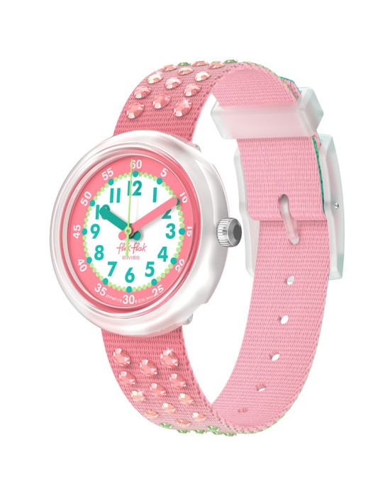 Orologio Flik Flak - 32mm - Verde e Rosa - Cristalli - ZFPNP179