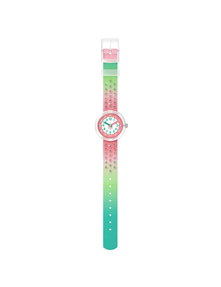 Orologio Flik Flak - 32mm - Verde e Rosa - Cristalli - ZFPNP179